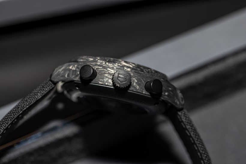 The case of the TAG Heuer Monza Flyback Chronometer