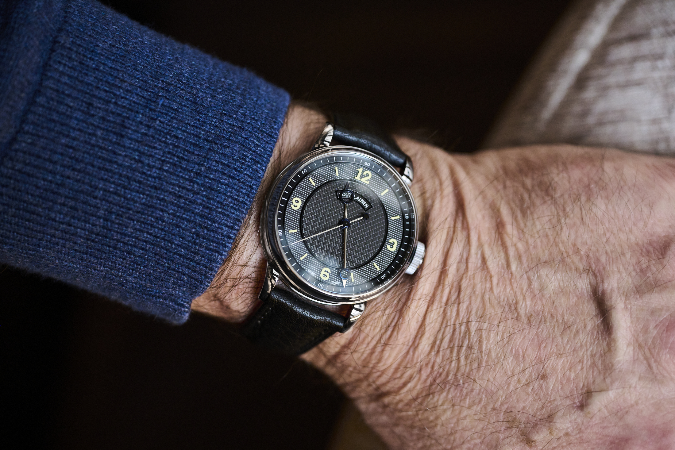 Kari Voutilainen's personal unique 28Sport wristwatch seen on his wrist