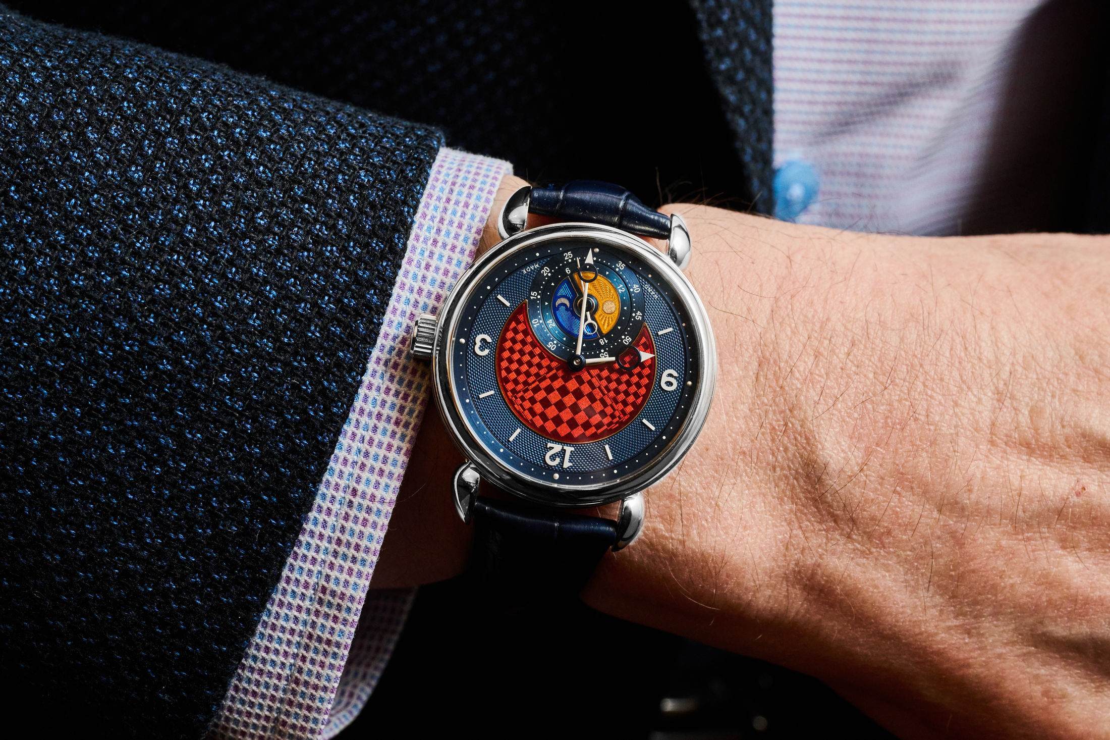 The most recently-delivered Voutilainen in the world, a new GMT-6 with "mystery dial"