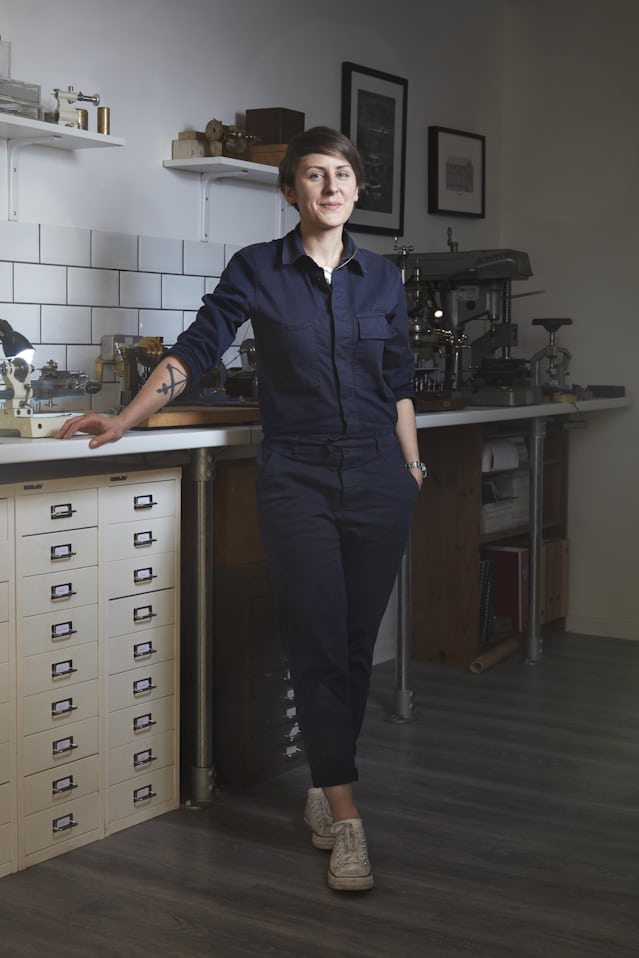 Watchmaker Rebecca struthers in her workshop