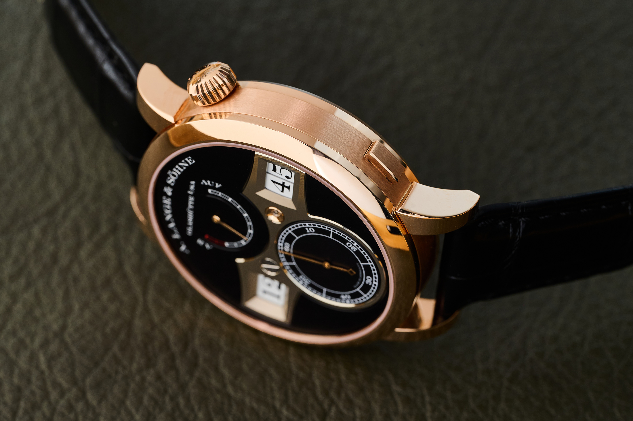 The button to jump the hour on the Lange Zeitwerk.