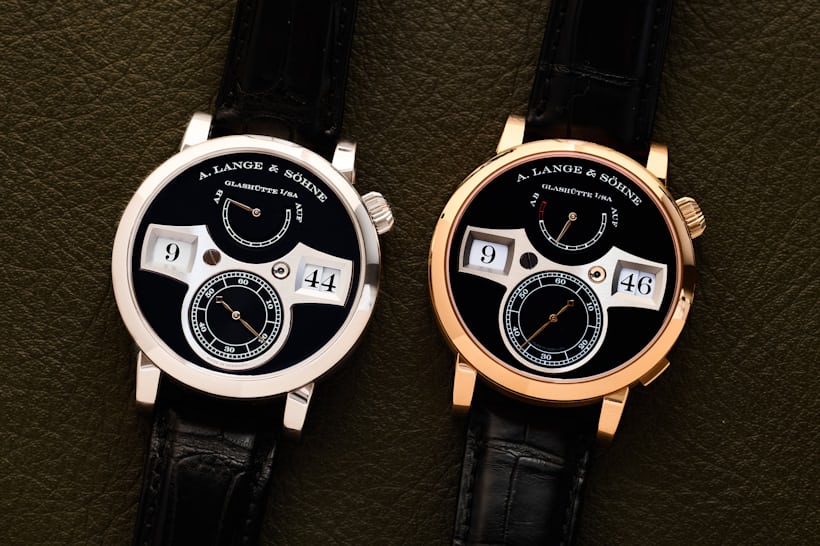 The dial comparison of the first and second generation Zeitwerks