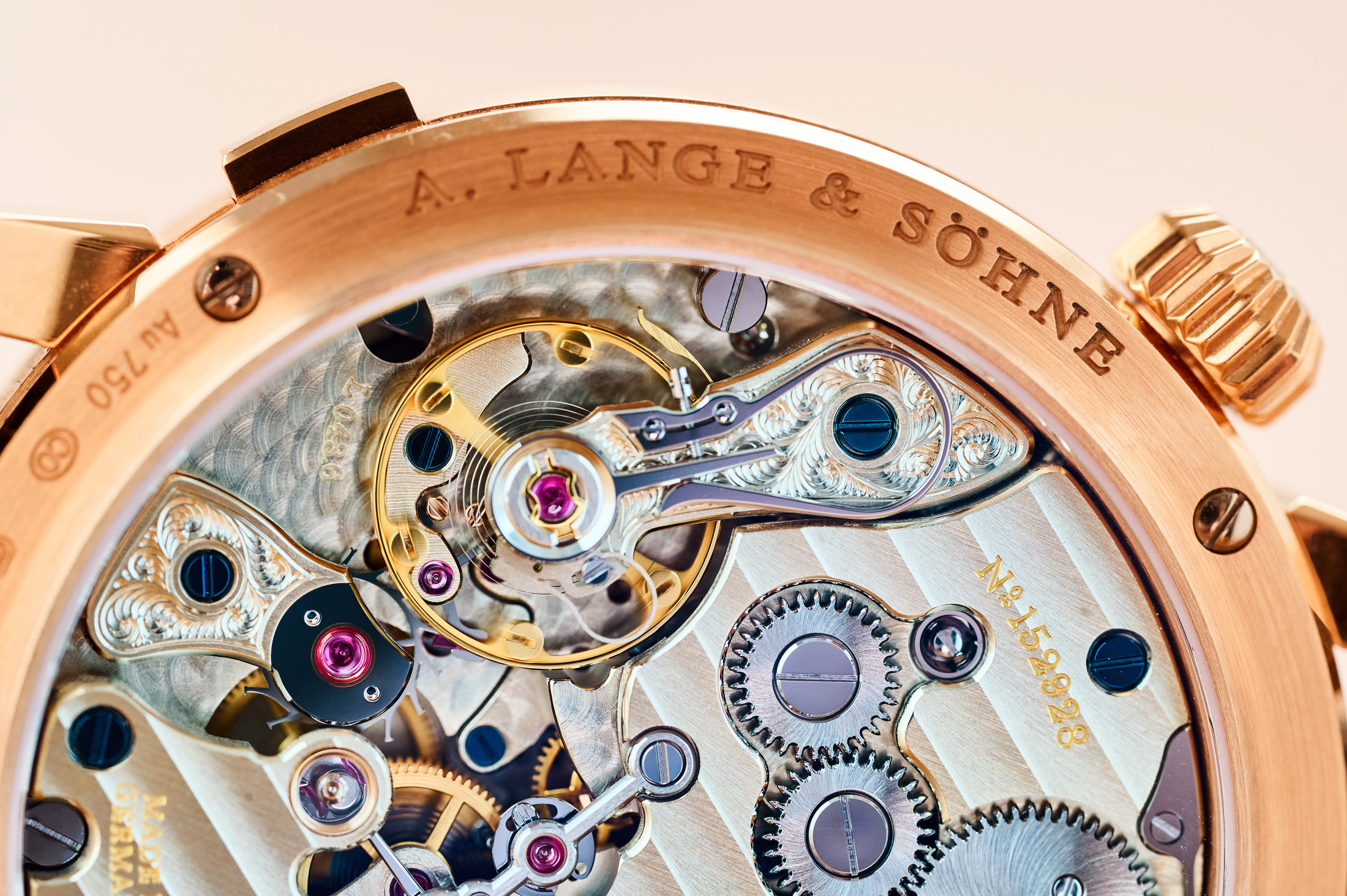 The engraving on the balance cock of the Lange Zeitwerk movement