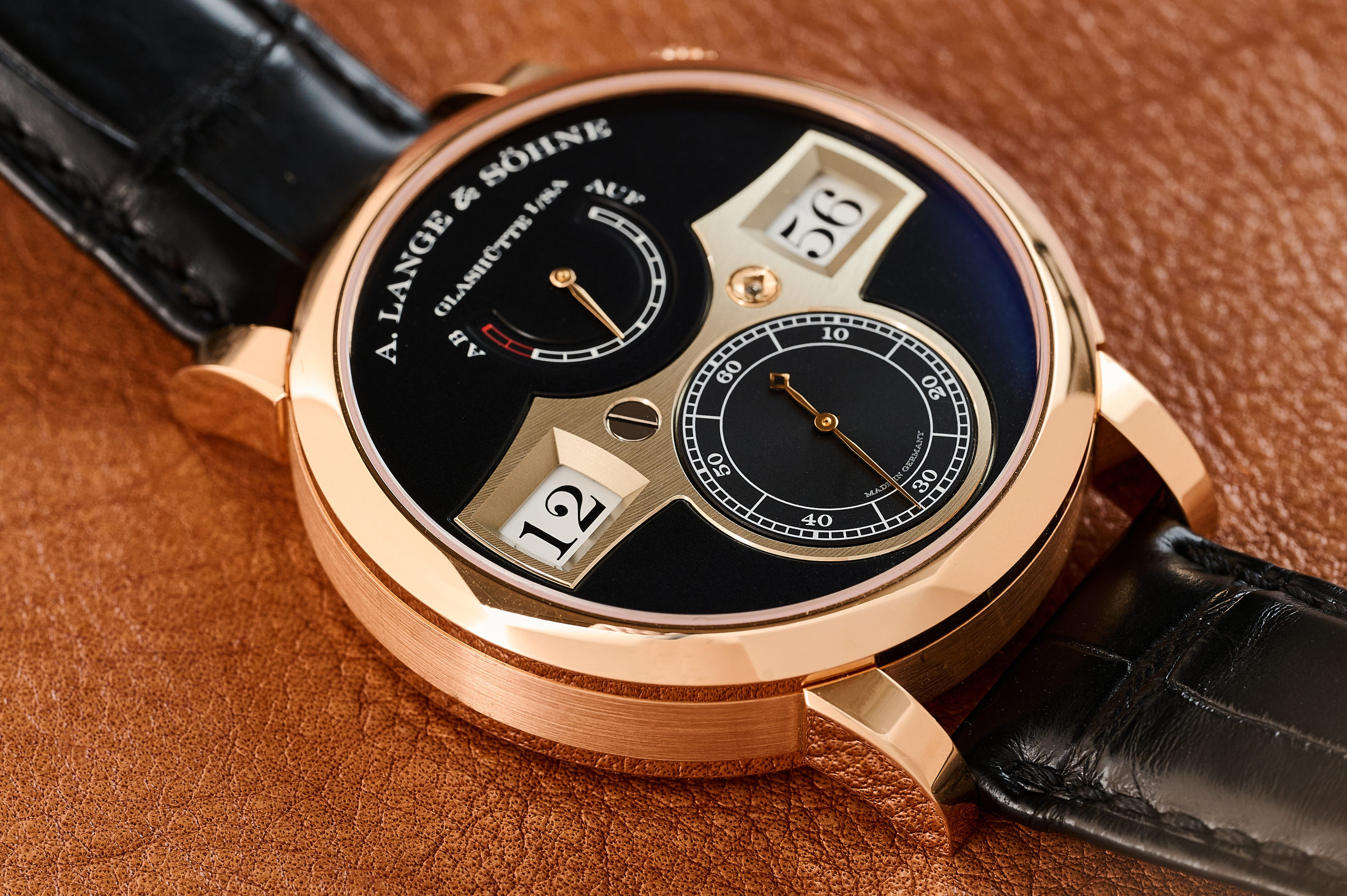 The Lange Zeitwerk laying on a table