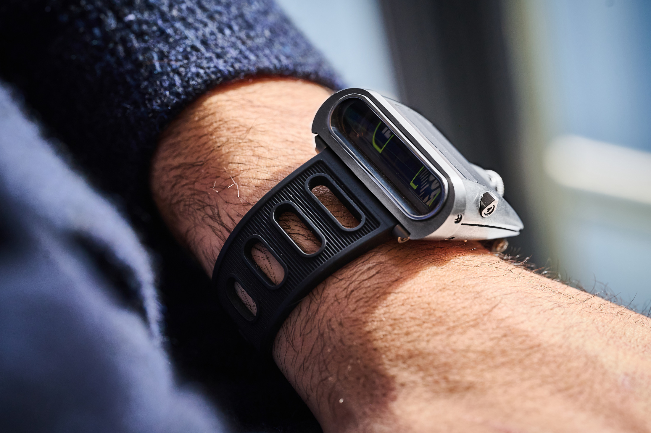 The MB&F HM5 watch on the wrist