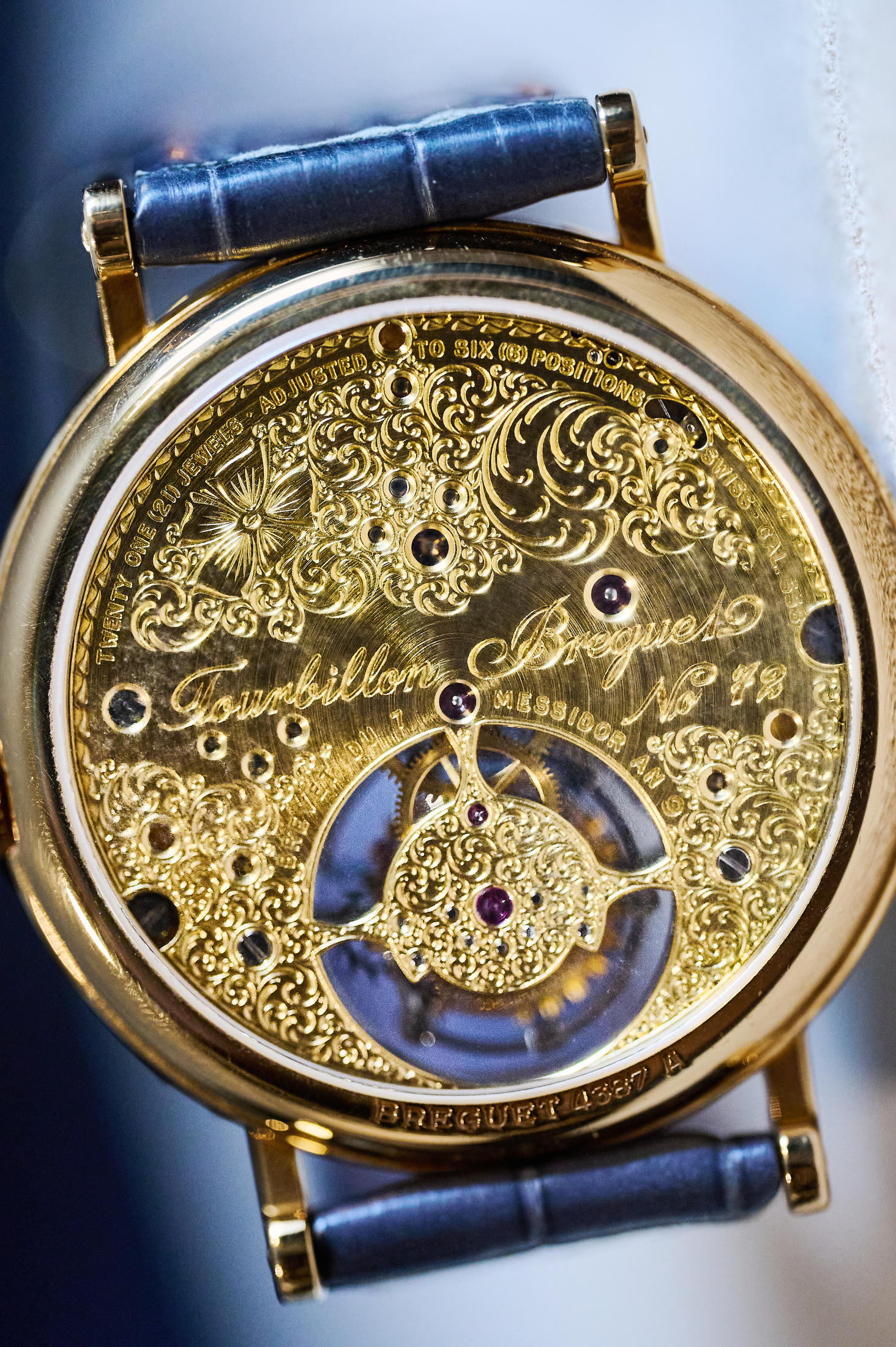 The Breguet tourbillon rear engraving