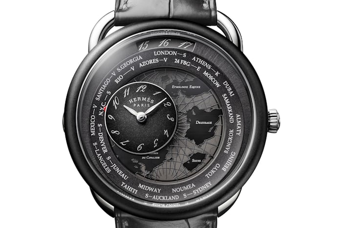 Black Hermes Arcreau Le Temps Voyager watch 