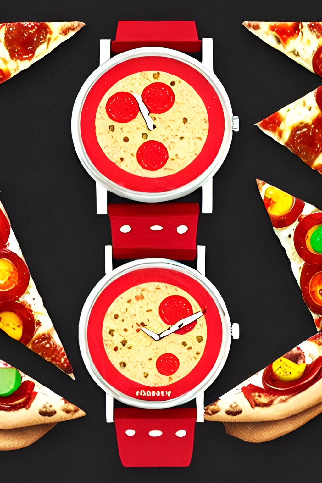 Watch made of pizza