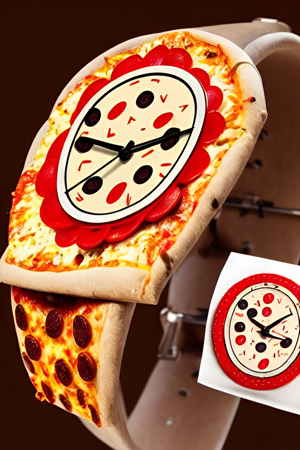 Watch made of pizza