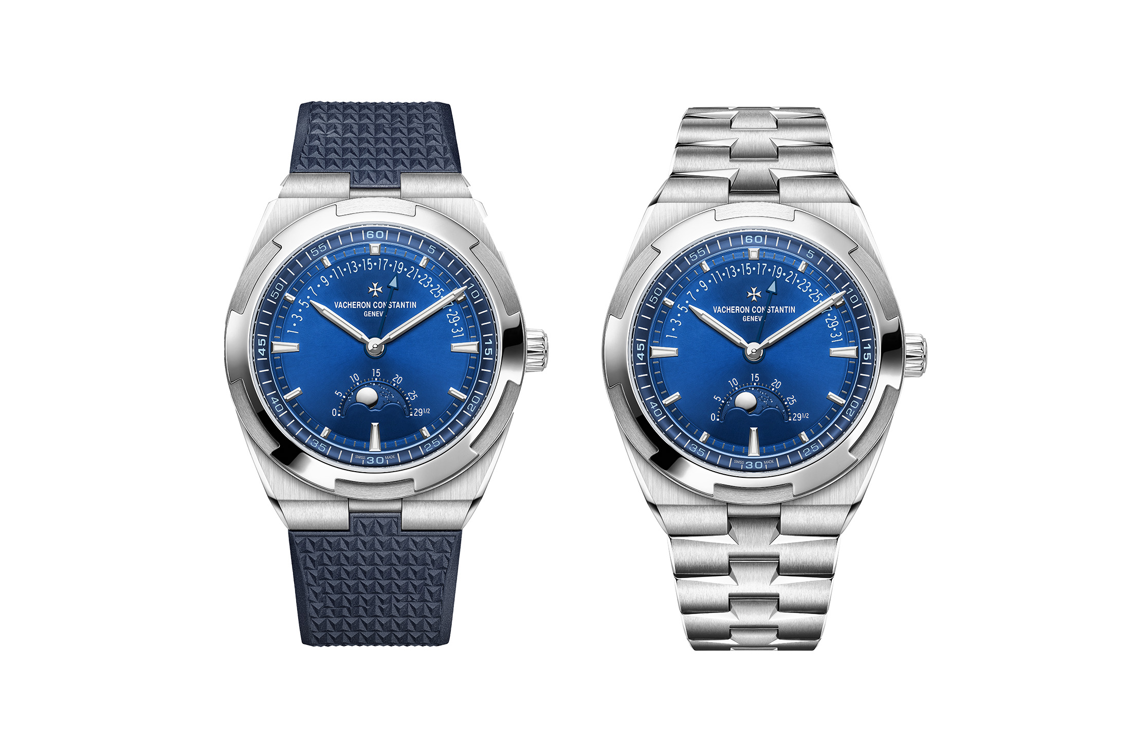 Two versions of the Overseas Retrograde watch