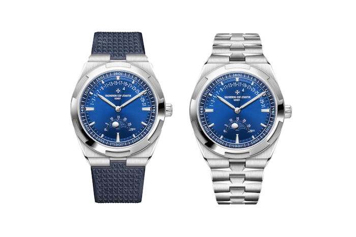 Two versions of the Overseas Retrograde watch