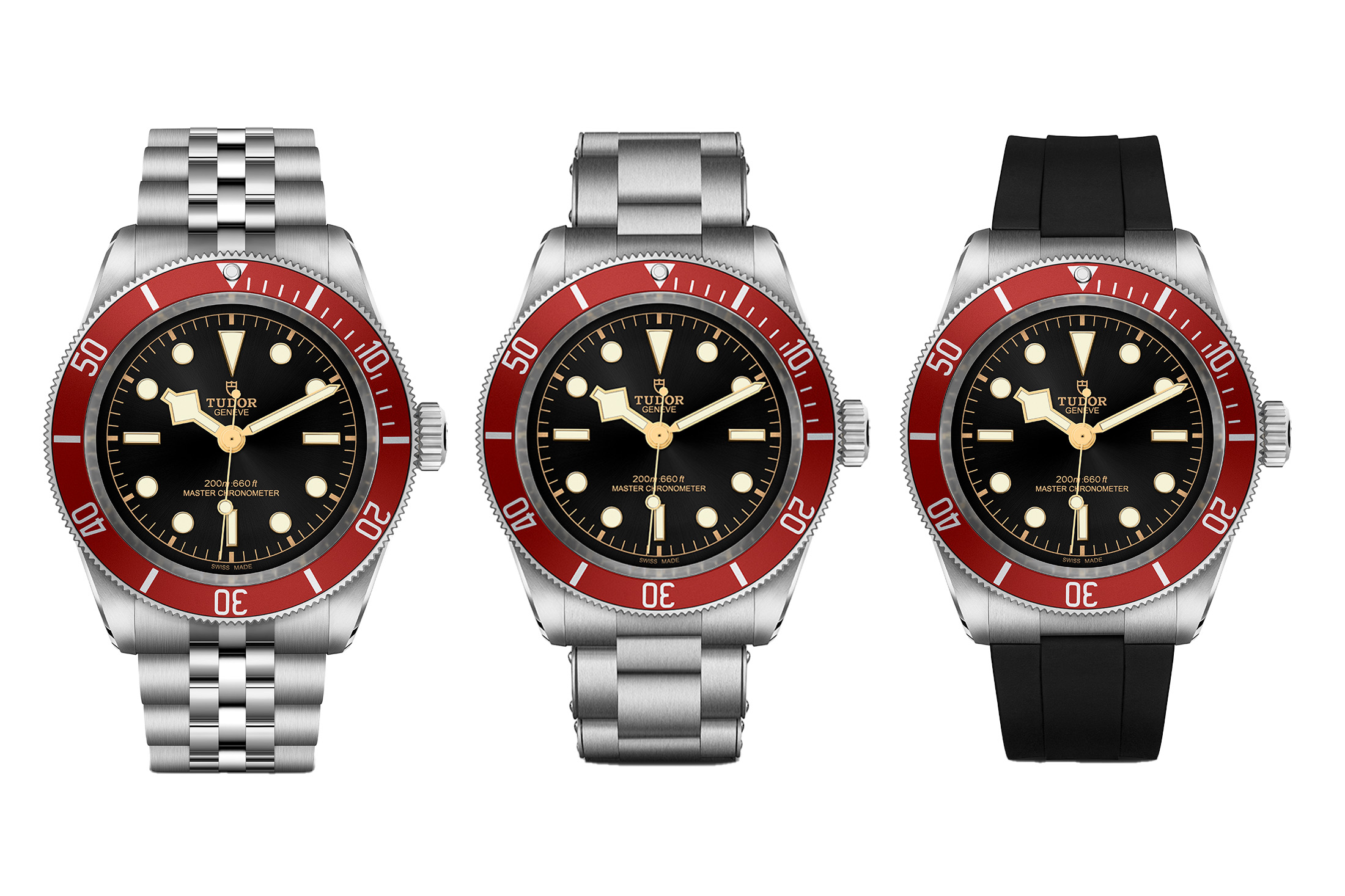 チューダー　ブラックベイ バーガンディベゼル3機種の正面カット