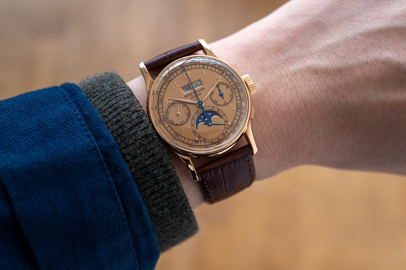 The Patek 1518 pink on pink that sold for a record price in 2021.