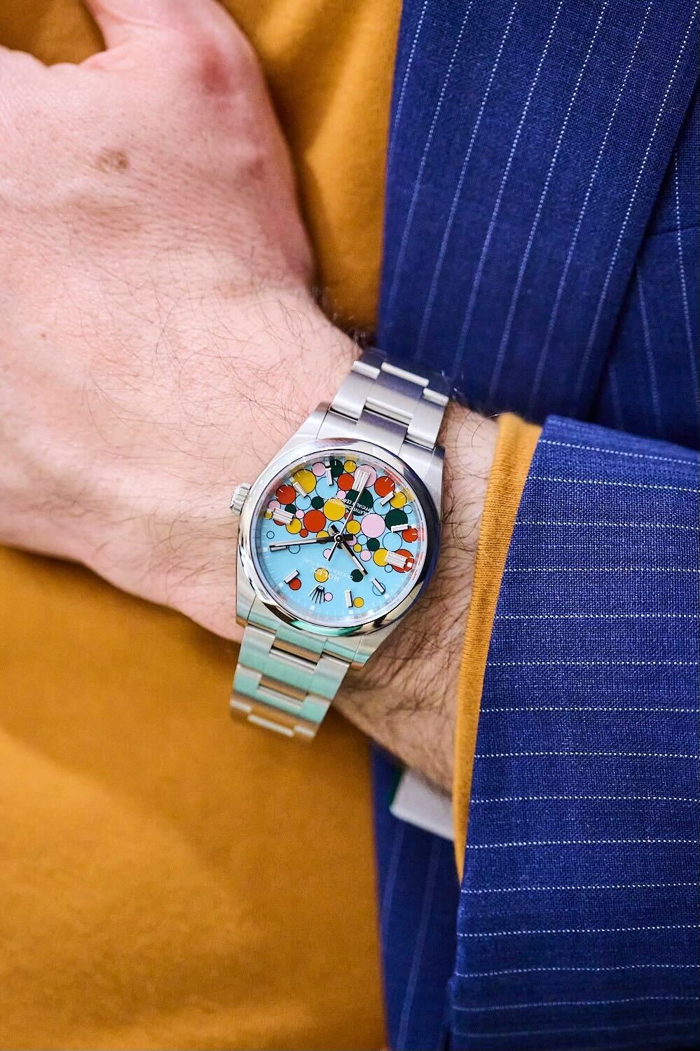 ロレックス　オイスターパーペチュアルの“セレブレーションダイヤル”のリストショット