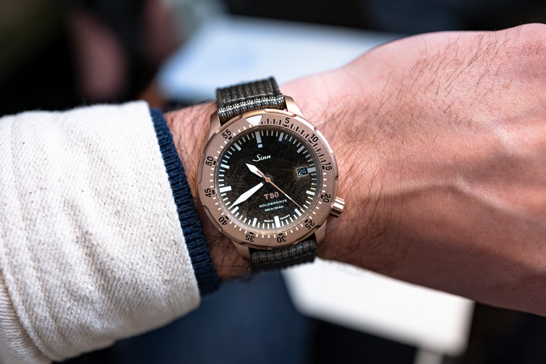 Sinn T50 goldbronze on wrist