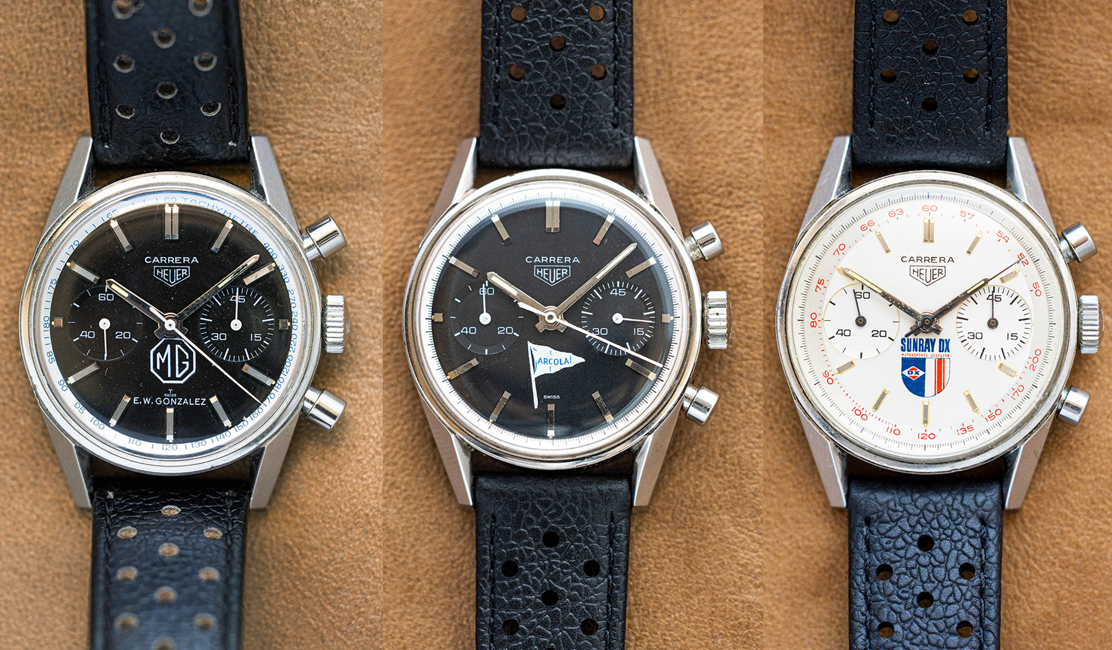Three vintage Heuer Carreras