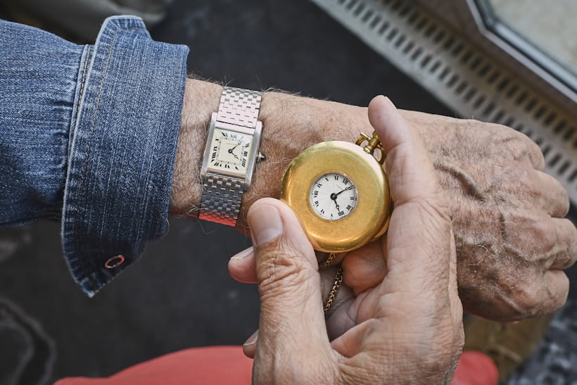 Cartier wrist watch and pocket watch