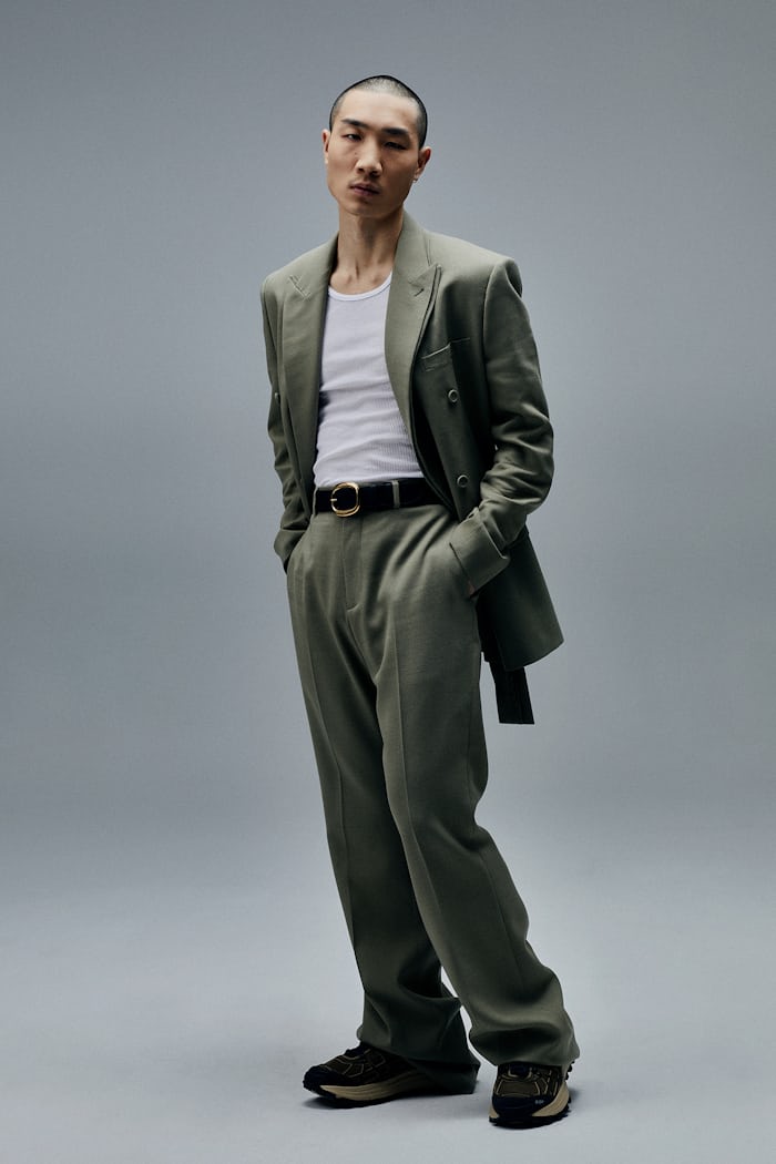 Model in a Dior suit and Tank Cintrée