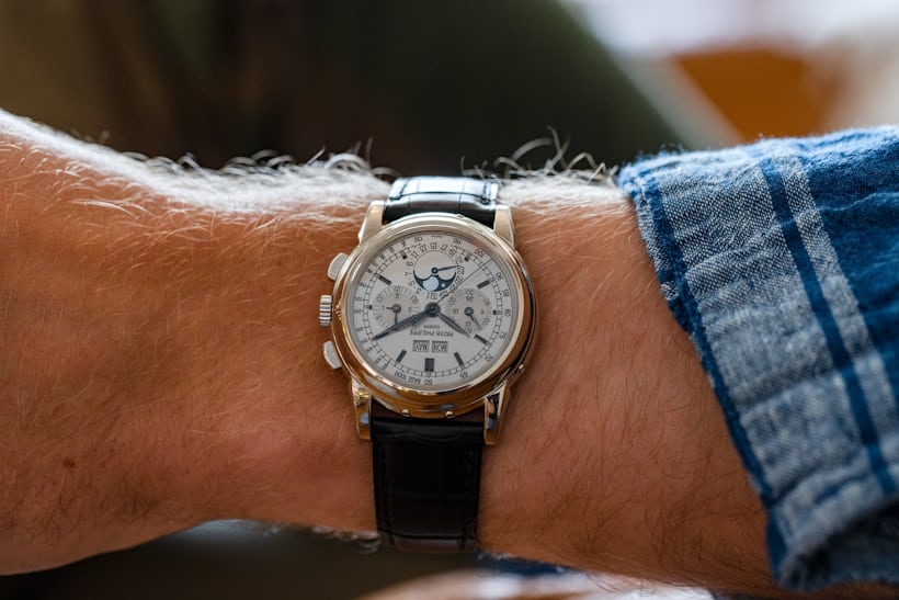 The Patek Philippe reference 5970G on the wrist