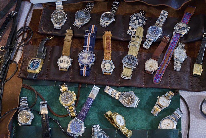 Watches on a table at RollieFest