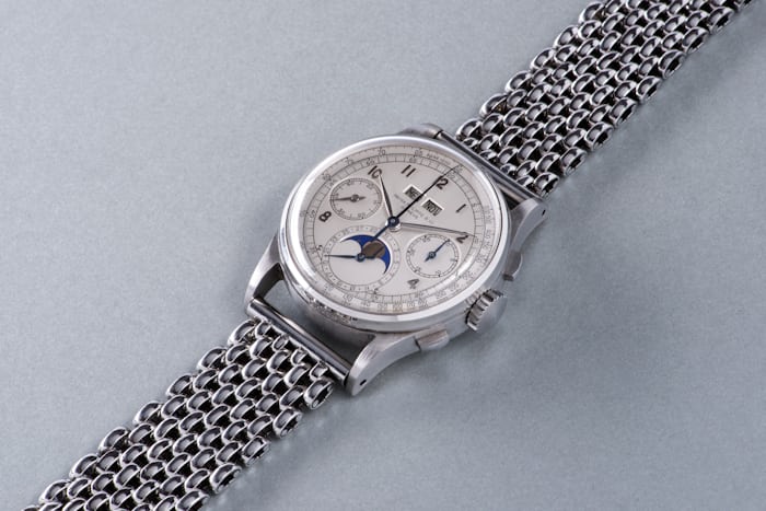 The 1518 from Patek Philippe, introduced in 1941, was Patek's first perpetual calendar with chronograph, ever. 
