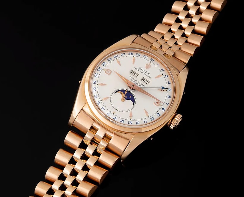 pink gold rolex 6062 moonphase
