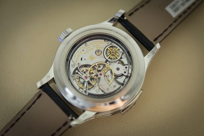 Patek repeater movement showing centrifugal governor, and tourbillon