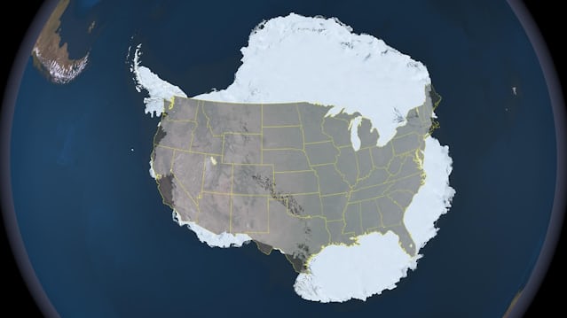 Antarctica with the USA superimposed for scale. 