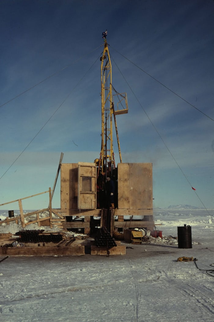 A drilling rig used to retrieve core samples. 