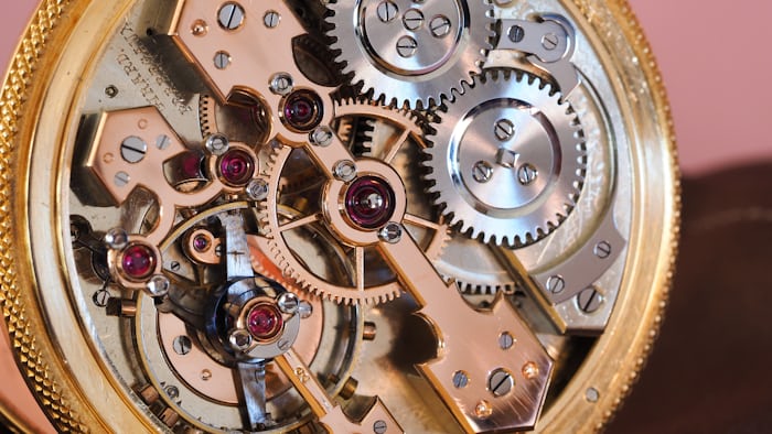 Girard Perregaux pocket chronometer, movement image, 3/4 view