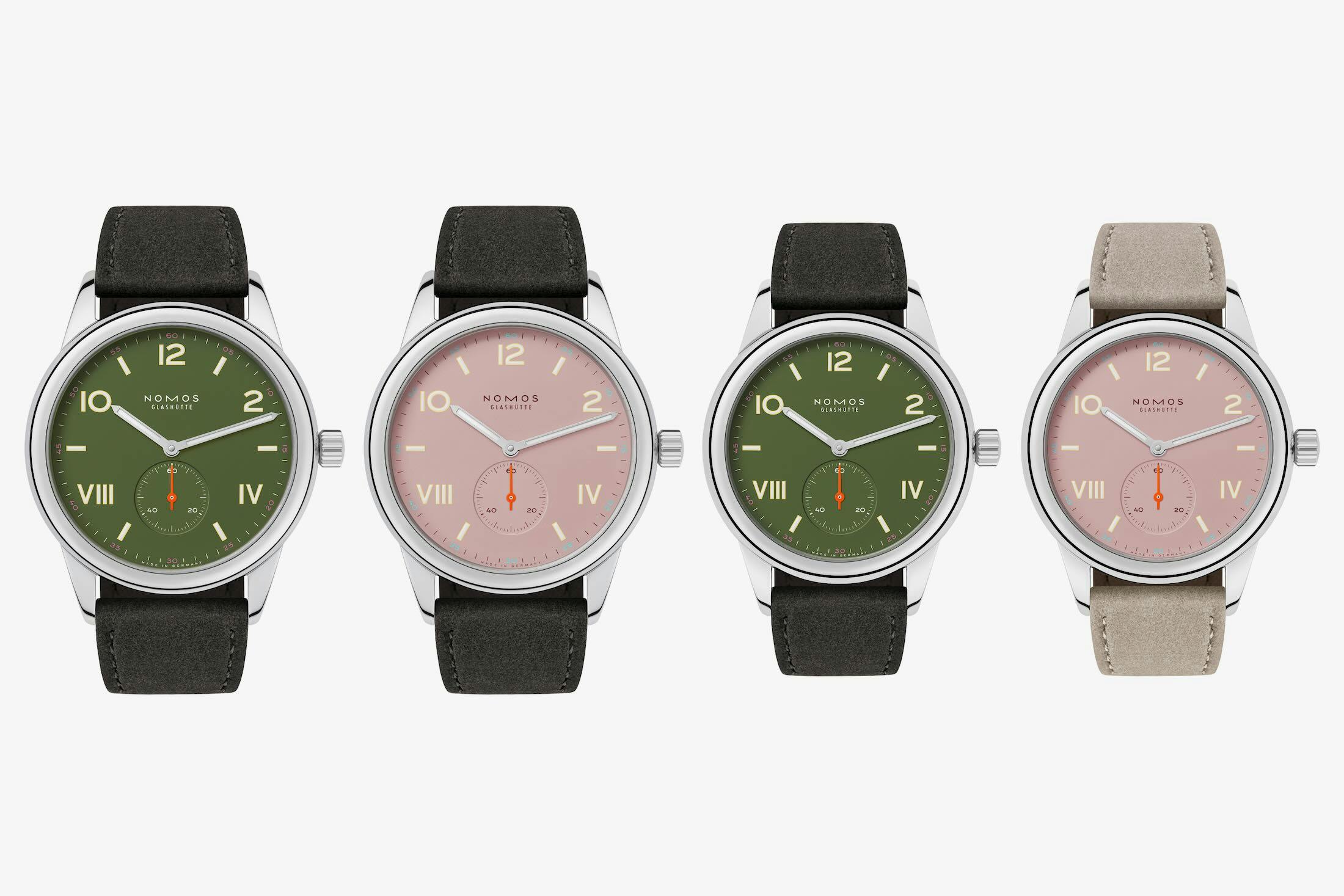 All new Nomos Club Campus variants - olive and pink