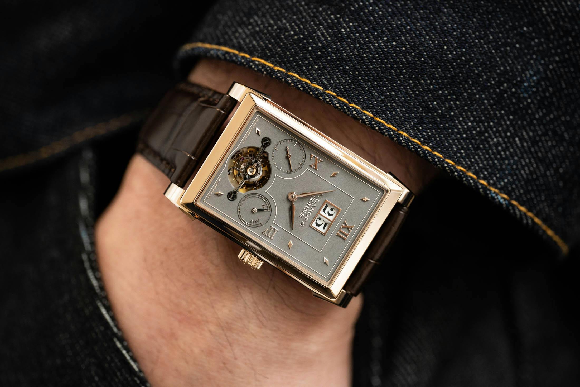 Lange Cabaret Tourbillon Honeygold Wristshot