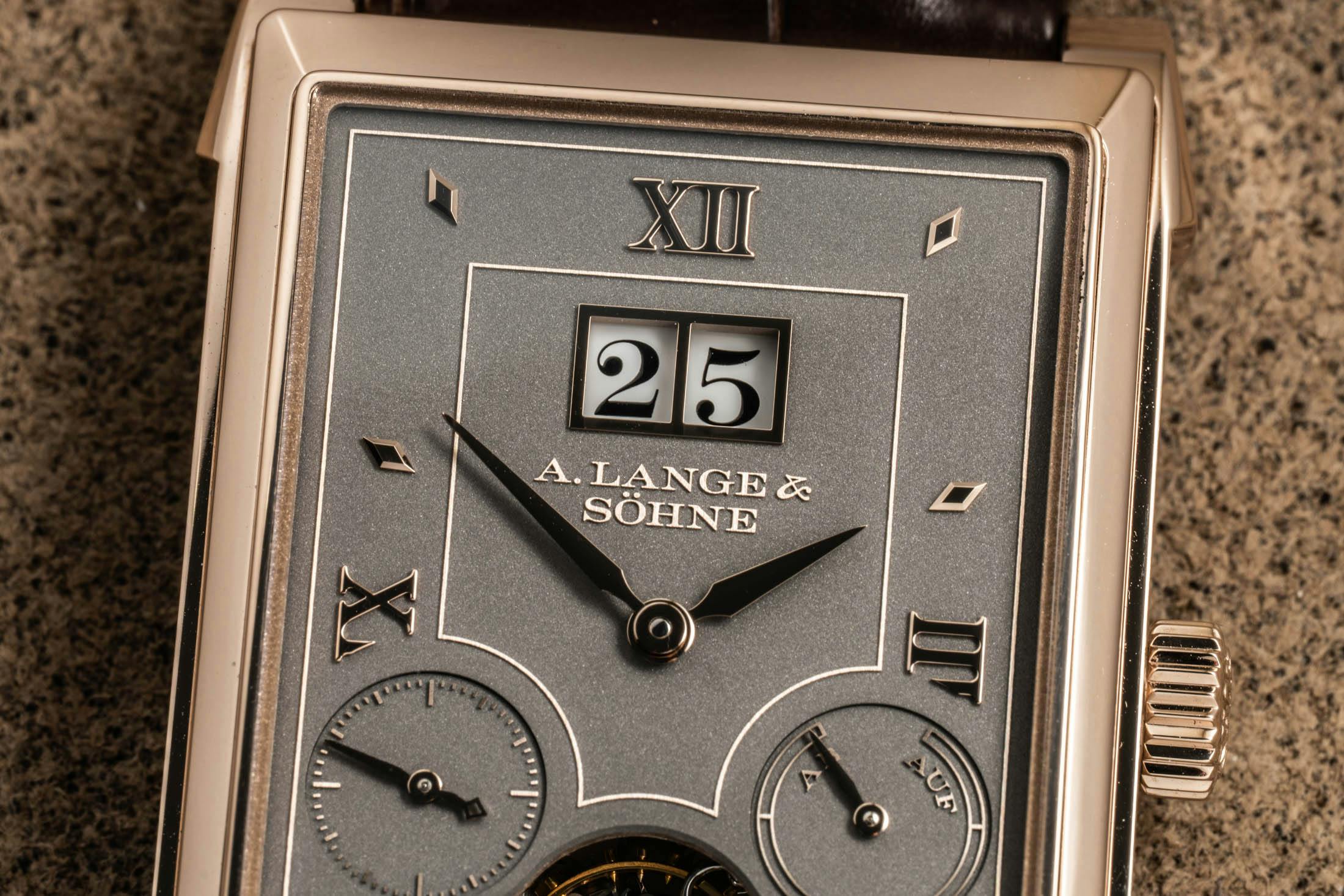 Lange Cabaret Tourbillon Honeygold Date Window Macro
