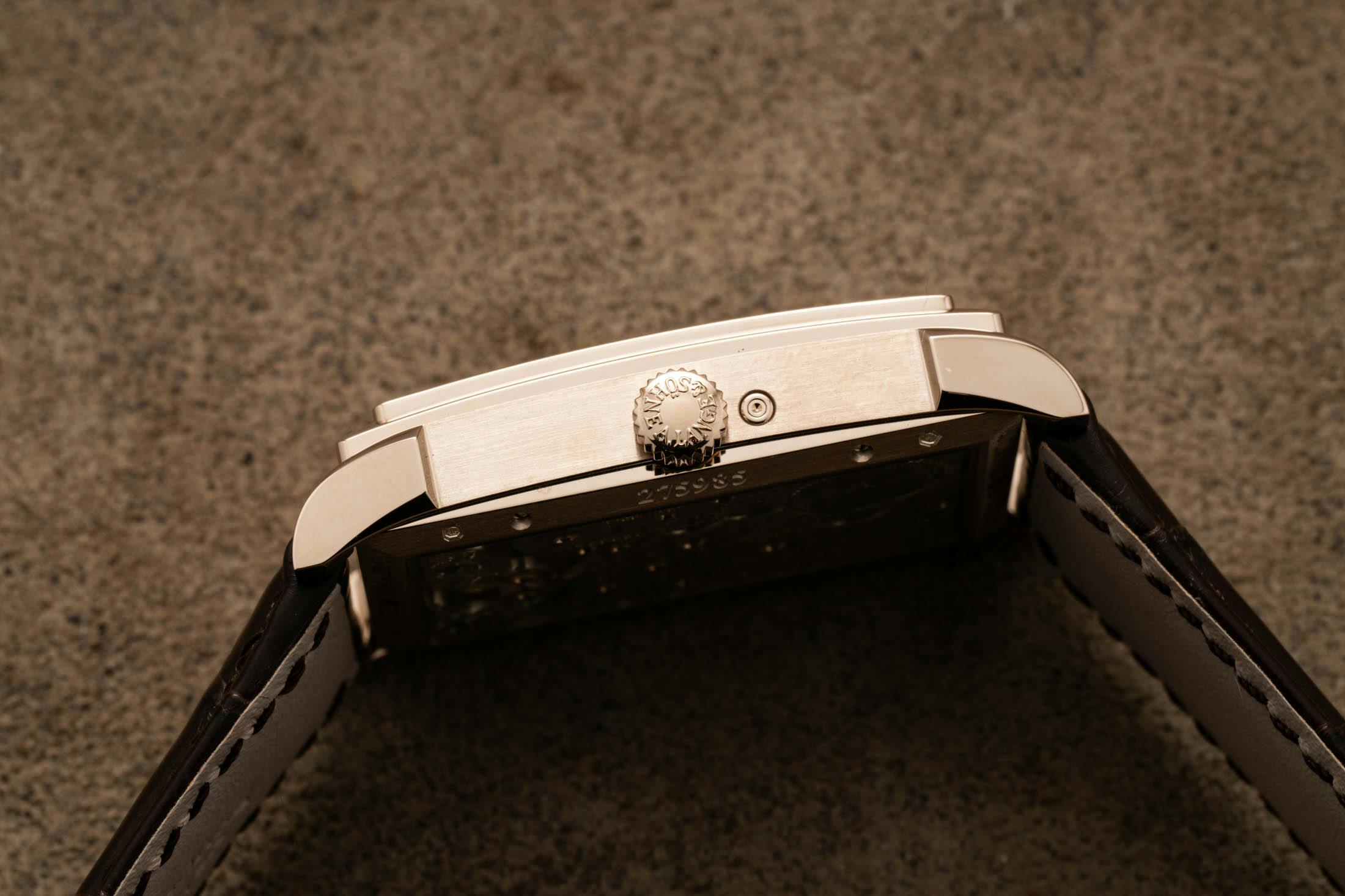 Lange Cabaret Tourbillon Honeygold Crown Side