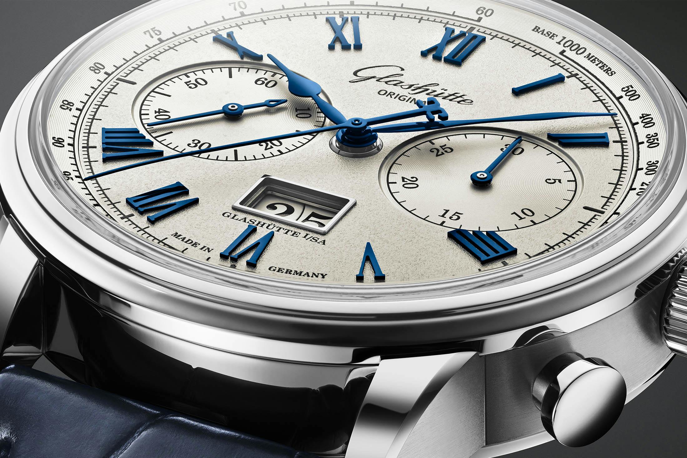 Glashütte Original Senator Chronograph Silver Dial Macro