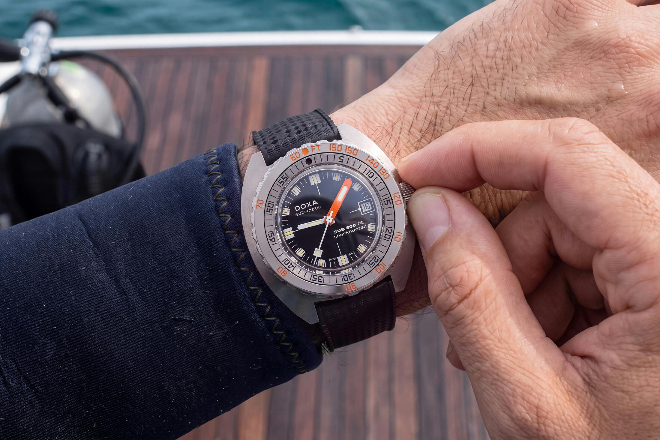 Doxa Sub 300 Ti5 Sharkhunter Wristshot