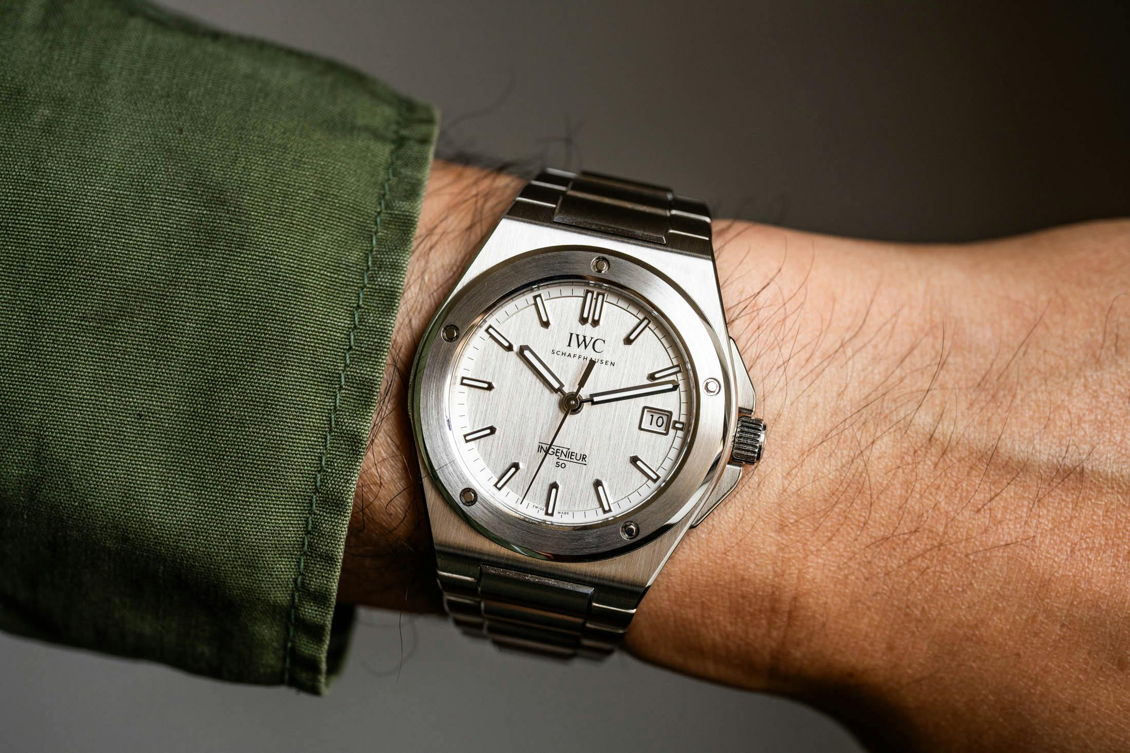 IWC Ingenieur 50th Anniversary Wrist Shot Green Sleeve