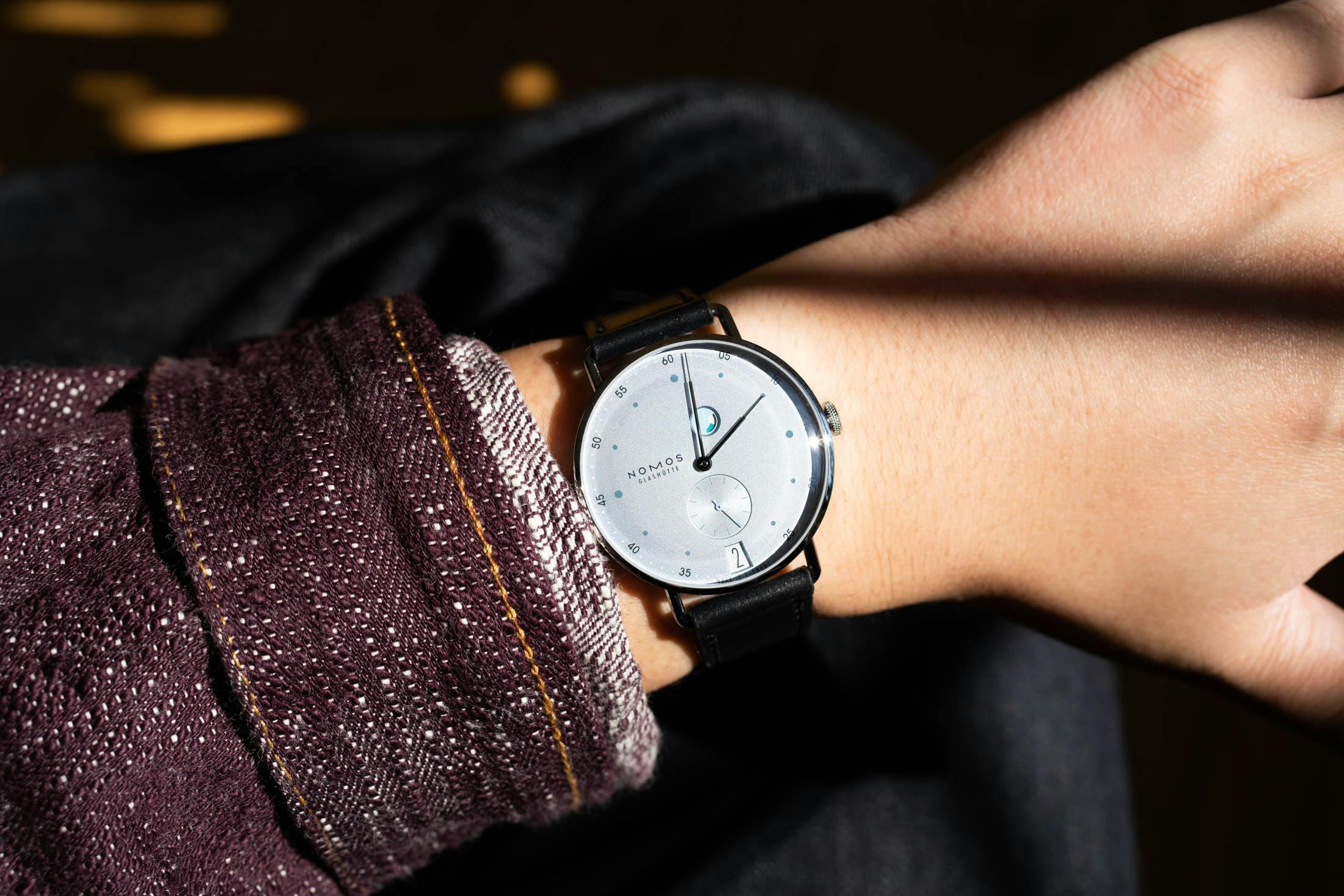 Nomos Metro Power Reserve Wrist Shot