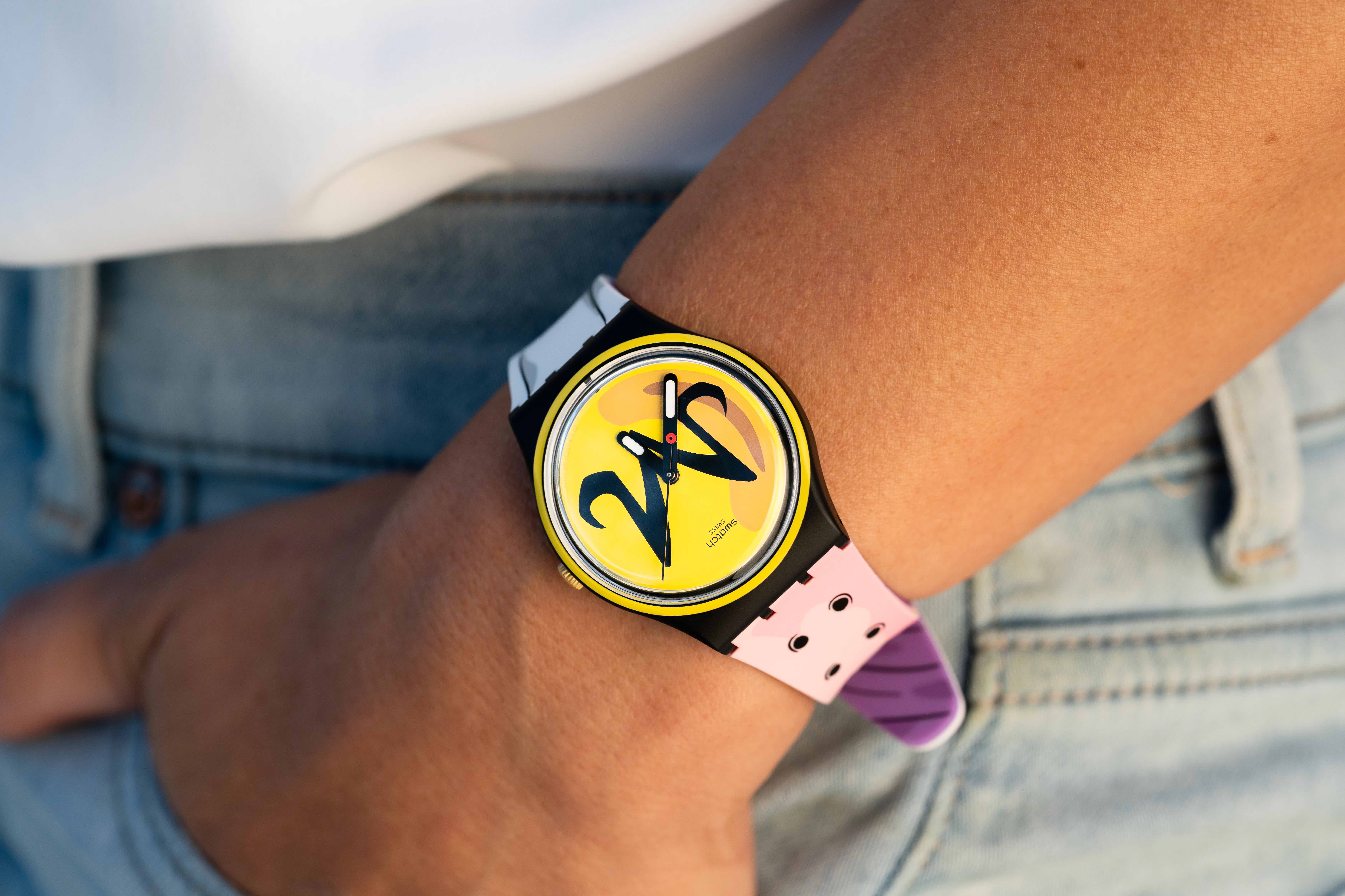 Majin Buu themed watch on wrist