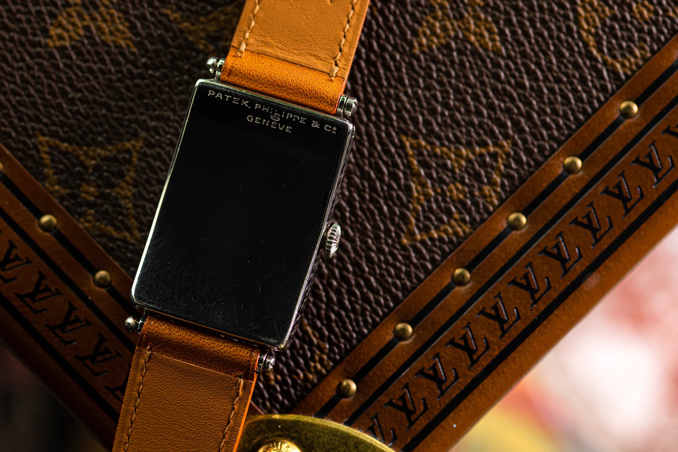 Caseback of vintage Patek watch with a Patek engraving