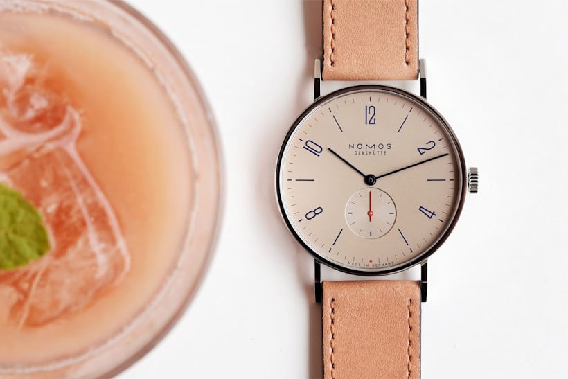 Nomos Tangente watch with a cocktail 