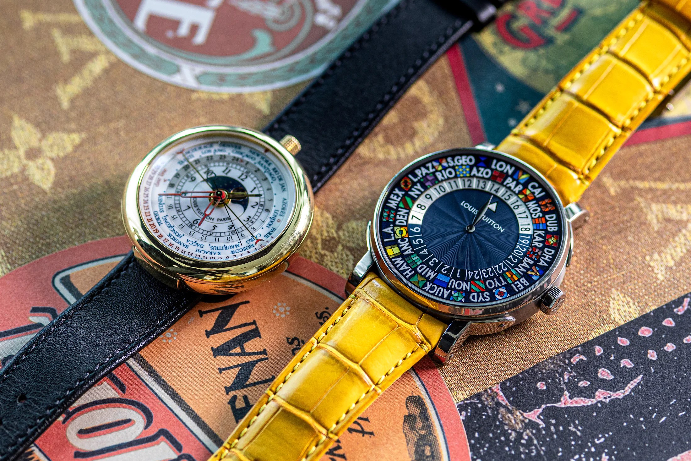 LV-I and LV Escale Worldtime minute repeater custom watch side by side