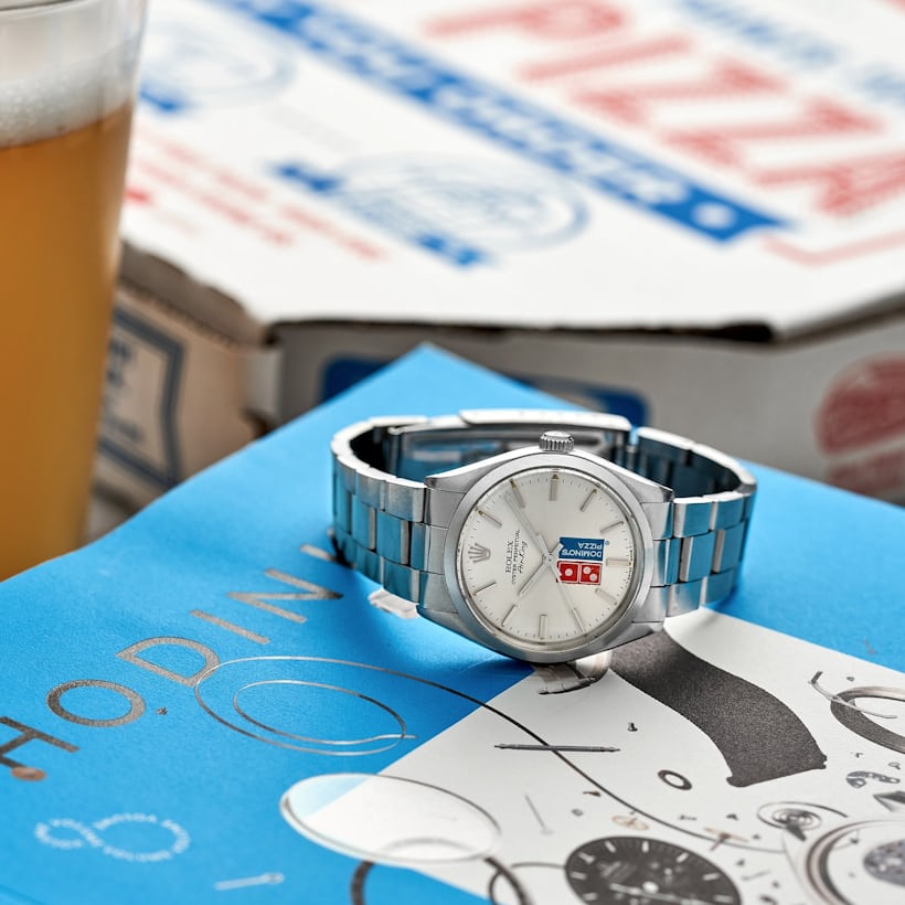 A Rolex Air-King "Domino's" that previously sold in the HODINKEE Shop.