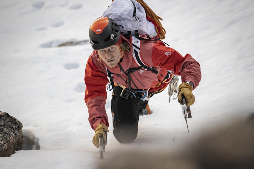 Cory Richards wearing Vacheron Constantin's Overseas watch on the slopes of Mt. Everest