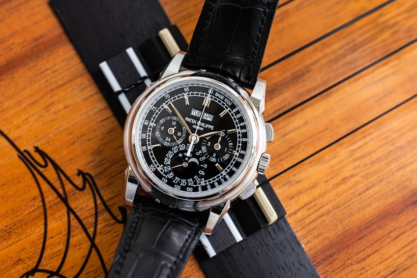 Patek Philippe 5970P on a wooden surface