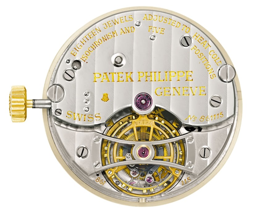 Patek Philippe observatory tourbillon wristwatch movement, by Bornand. Guillaume balance; completed in 1945, cased and worn as a personal watch by Philippe Stern, retired president of Patek Philippe.