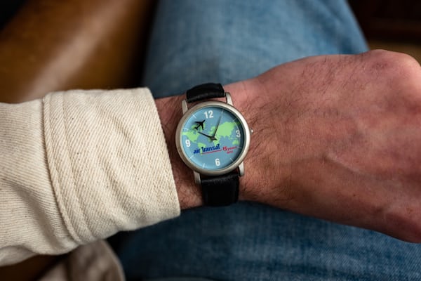 The air transat watch on the author's wrist. 