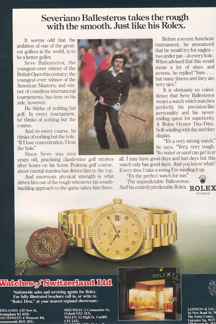 An advertisement for Rolex