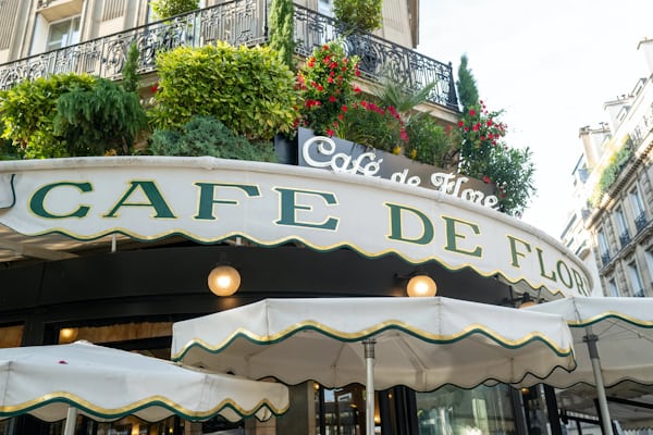 Exterior of Cafe De Flore in Paris, France
