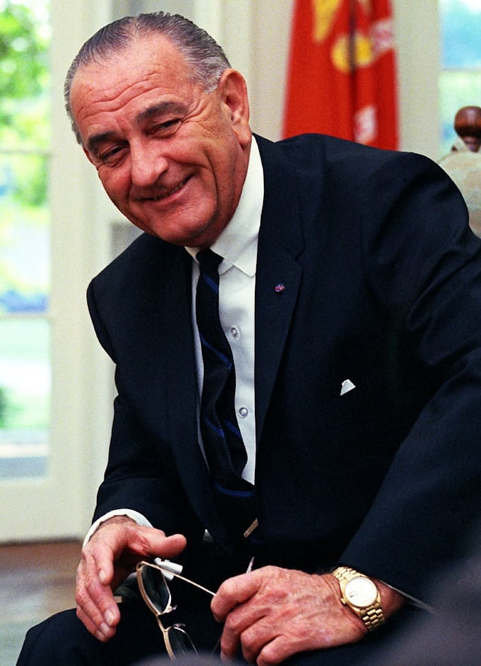 President Lyndon B. Johnson wears his Rolex Day-Date. 